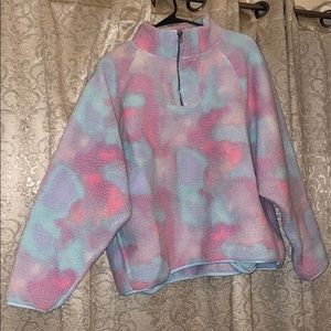 American Eagle Fuzzy Sherpa Quarter Zip Sweatshirt